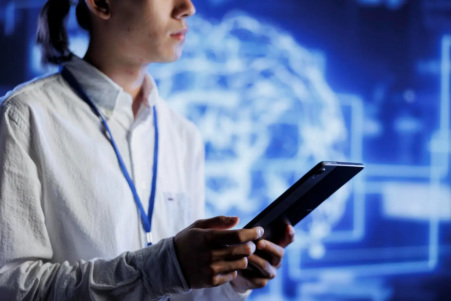 A man holding a tablet